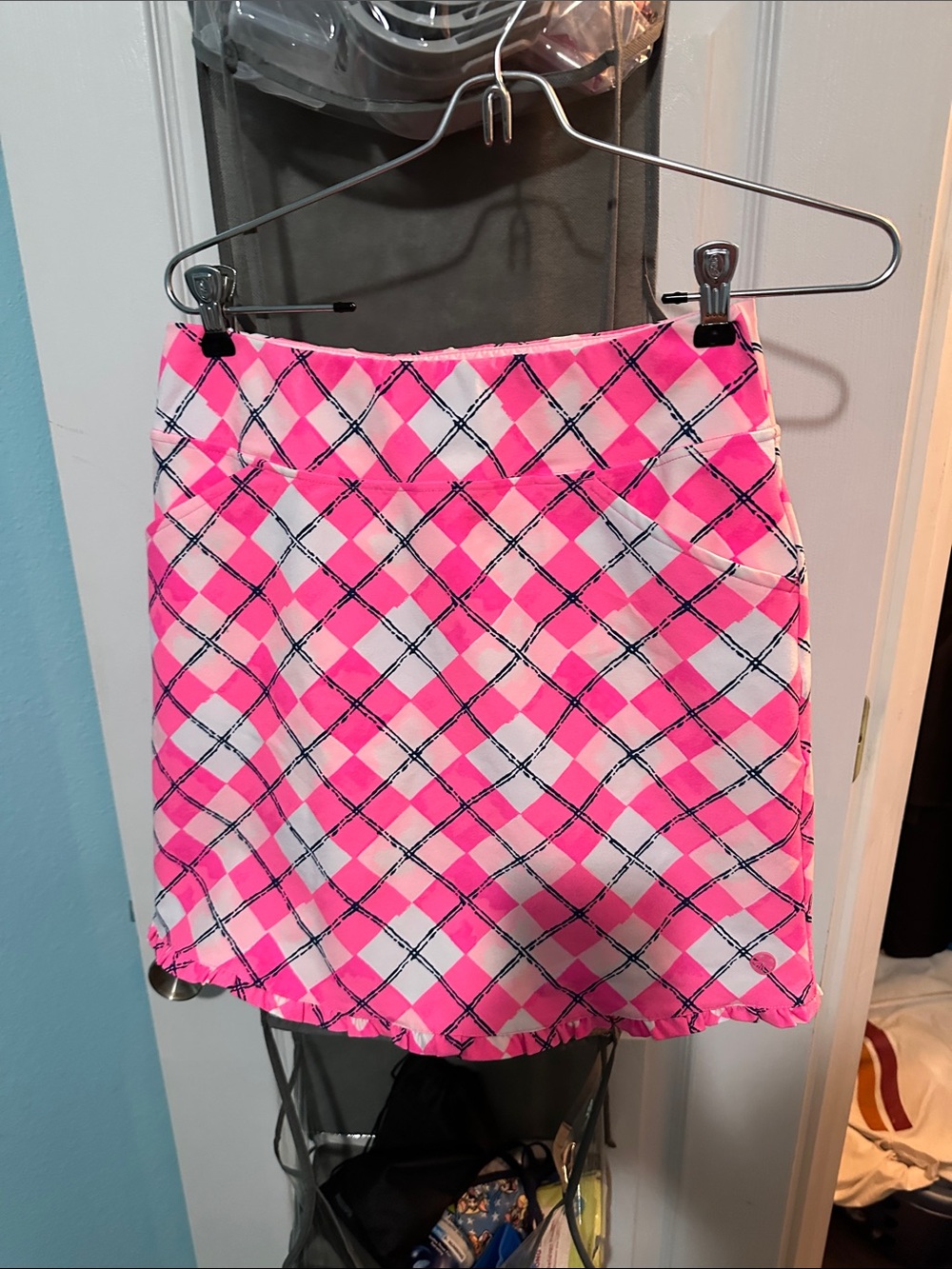 Lilly Pulitzer Luxletic Skort Size 2 Pockets Pink Tropics Golf Tennis Short